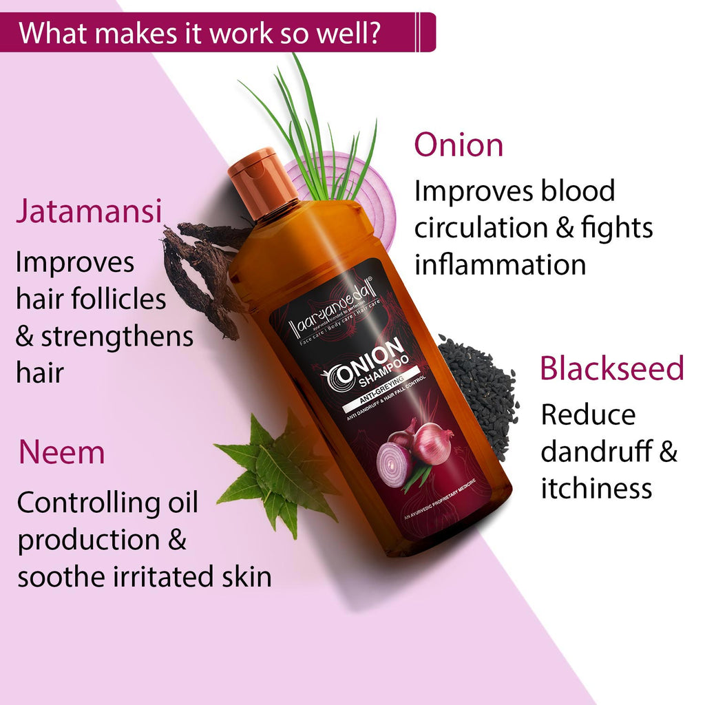 Onion Shampoo For Anti -Greying,Anti-Dandruff & Hair Fall Control