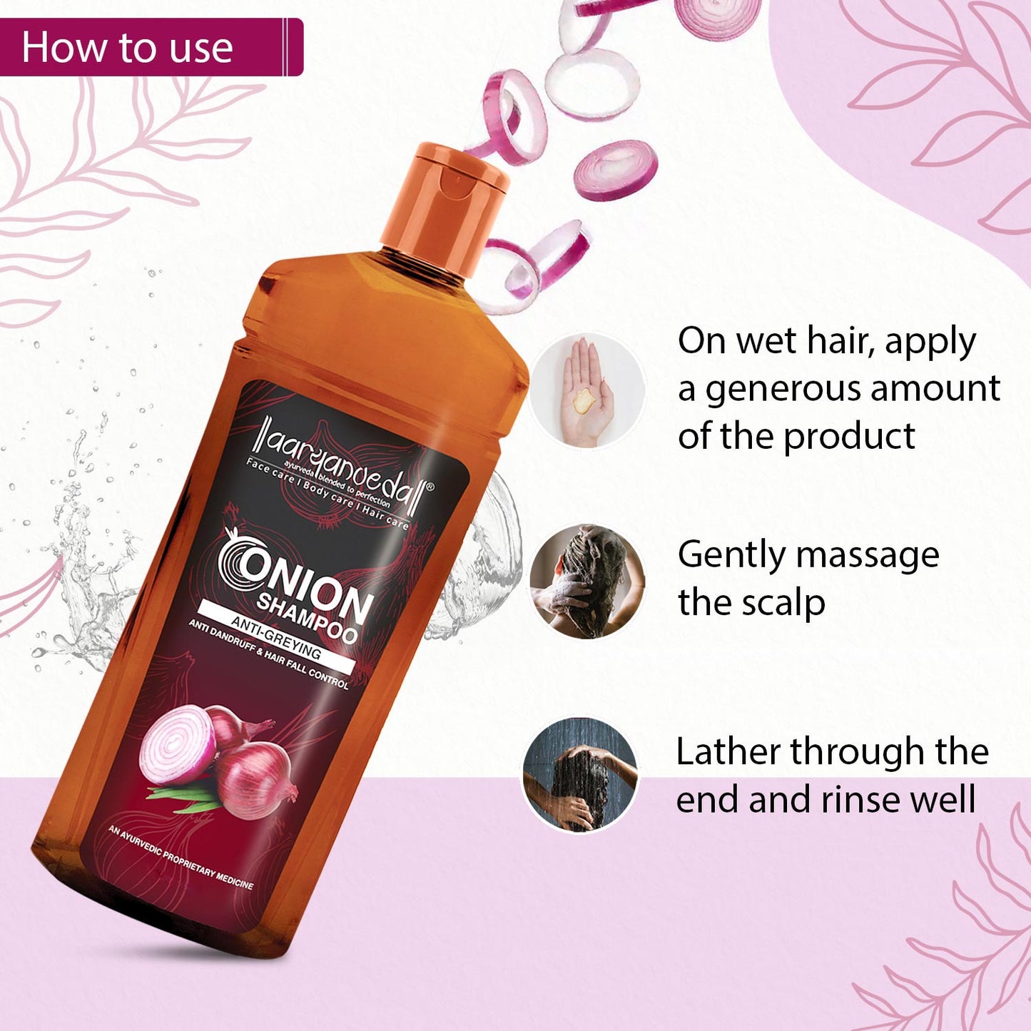 Onion Shampoo For Anti-Greying,Anti-Dandruff & Hair Fall Control