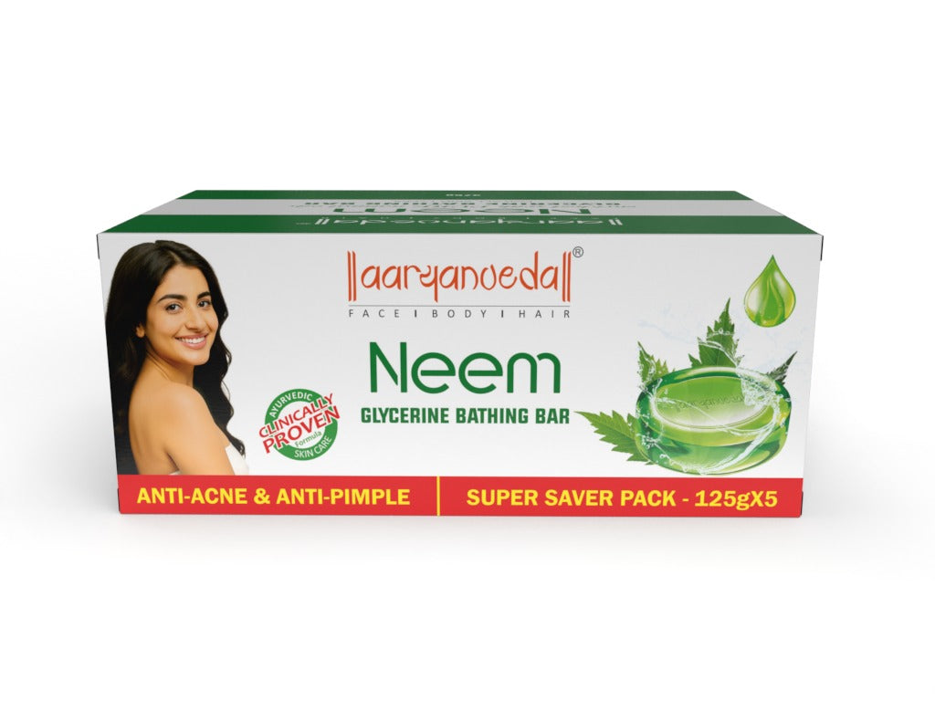 Aaryanveda Anti-Pimple Neem Glycerine Bathing Bar - 125 gm