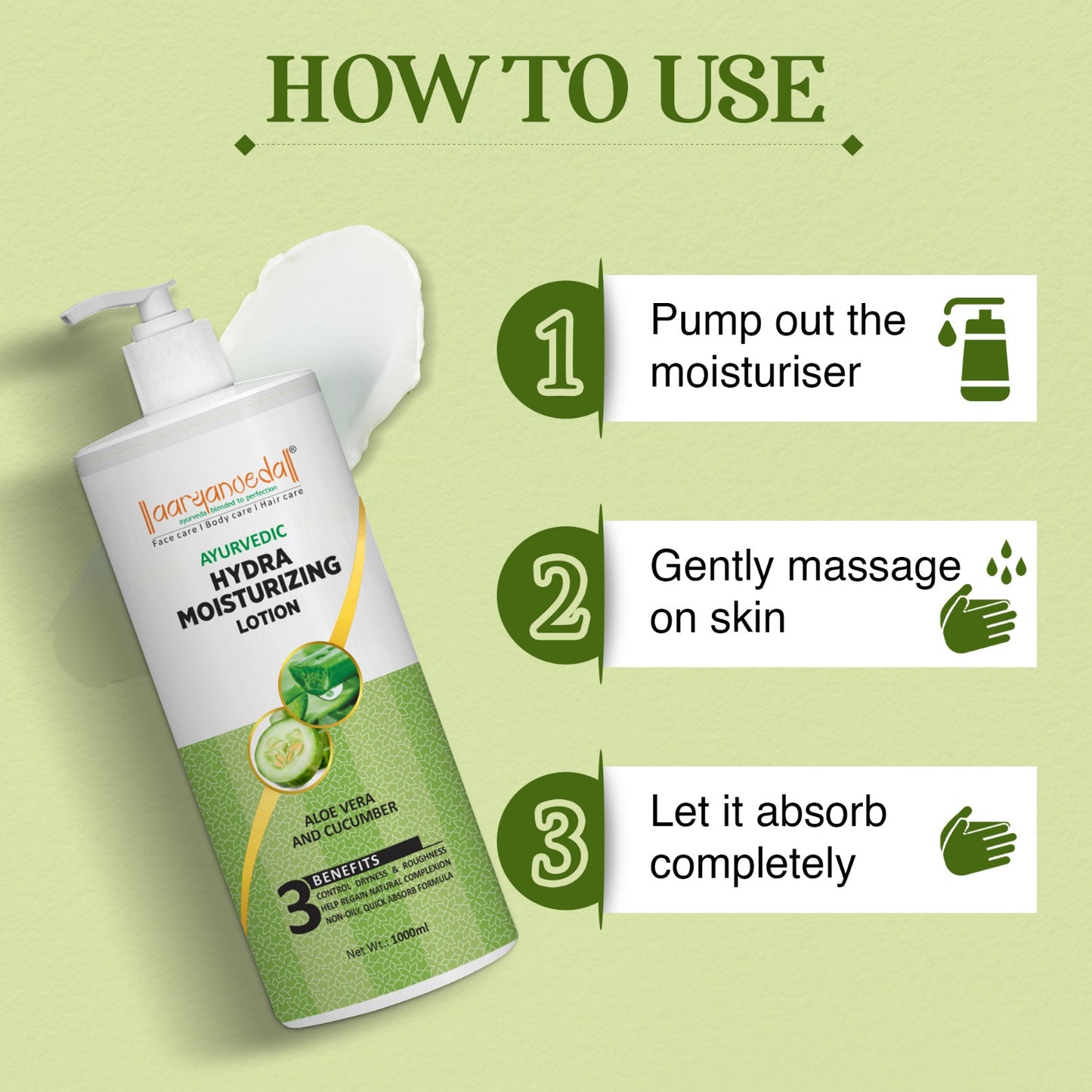 Ayurvedic Hydra Moisturizing Lotion with Aloe Vera and Cucumber-1 ltr