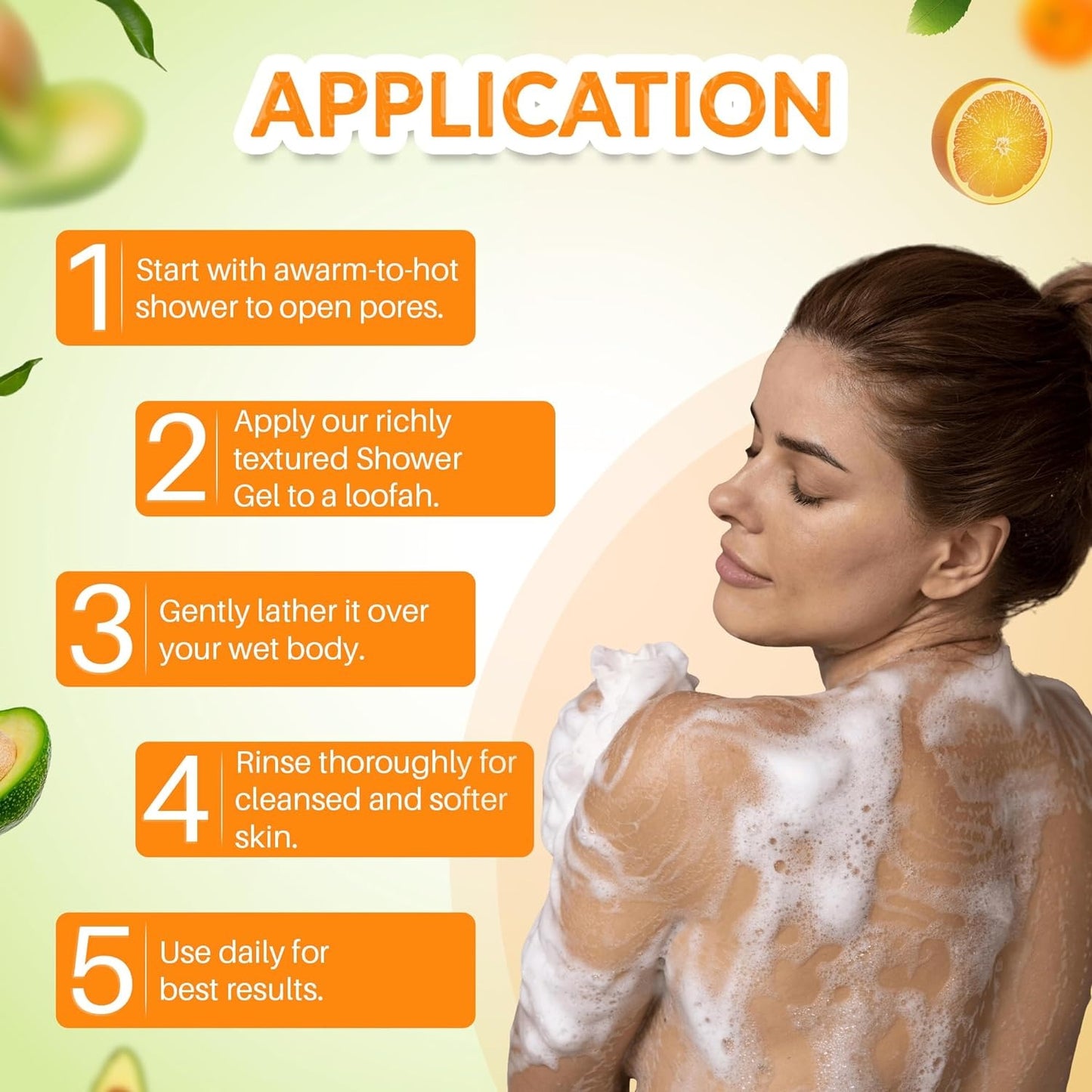 Vitamin C Liquid Body Wash 300ml Get Free Avocado Body Wash 300ml+Inside Loofah