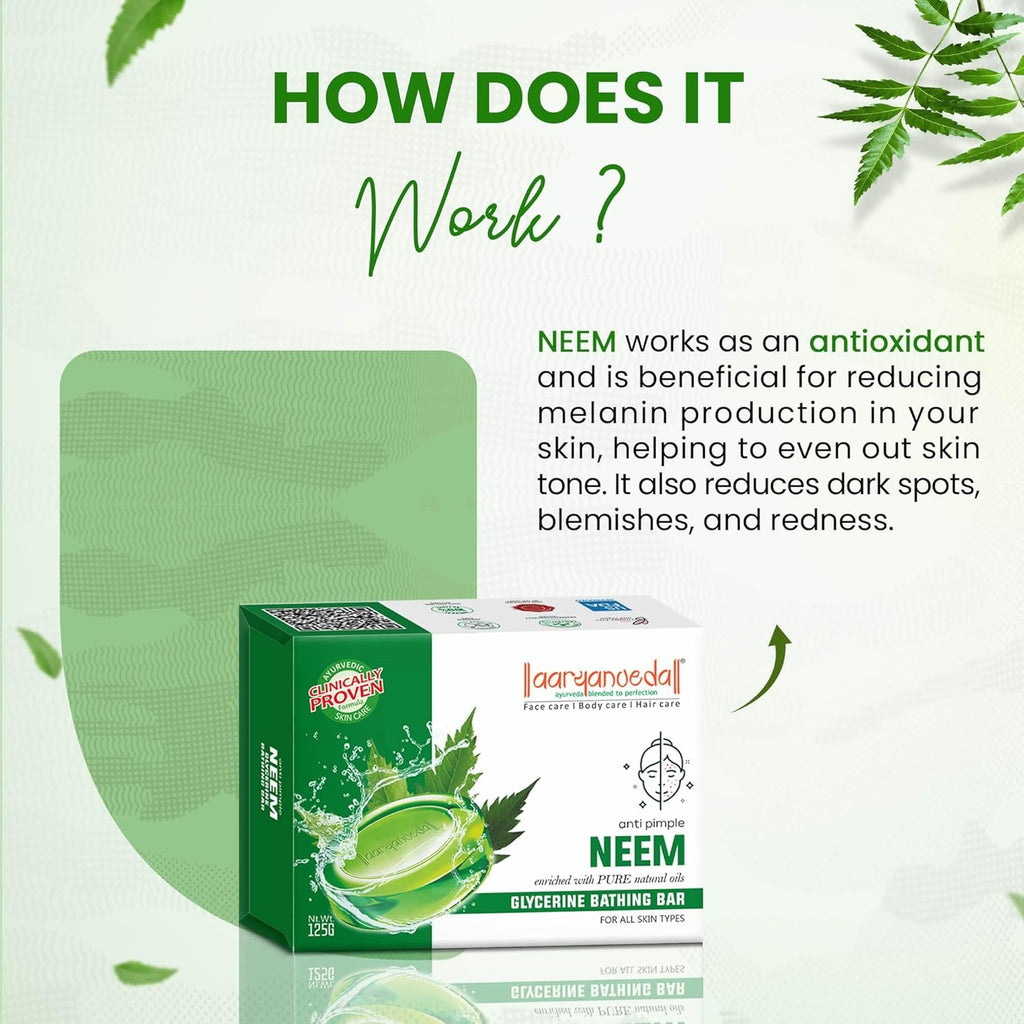 Aaryanveda Anti-Pimple Neem Glycerine Bathing Bar - 125 gm