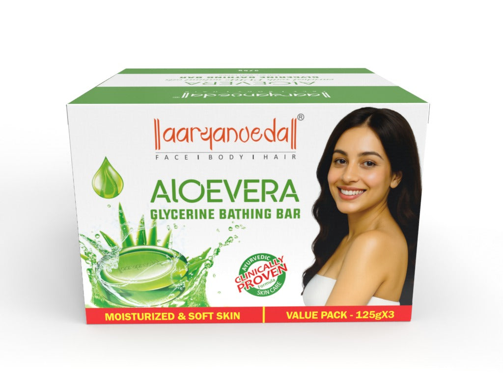 Aaryanveda Aloe Vera Glycerine Bathing Bar Soothing & Moisturising - 125 gm