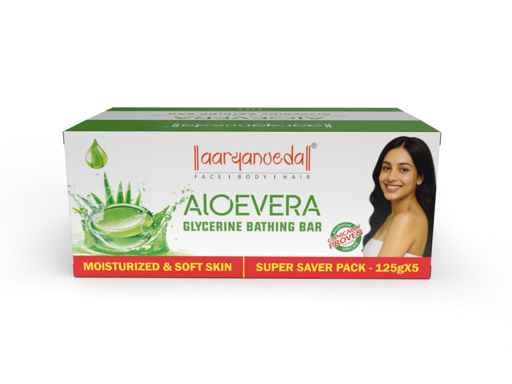 Aaryanveda Aloe Vera Glycerine Bathing Bar Soothing & Moisturising - 125 gm