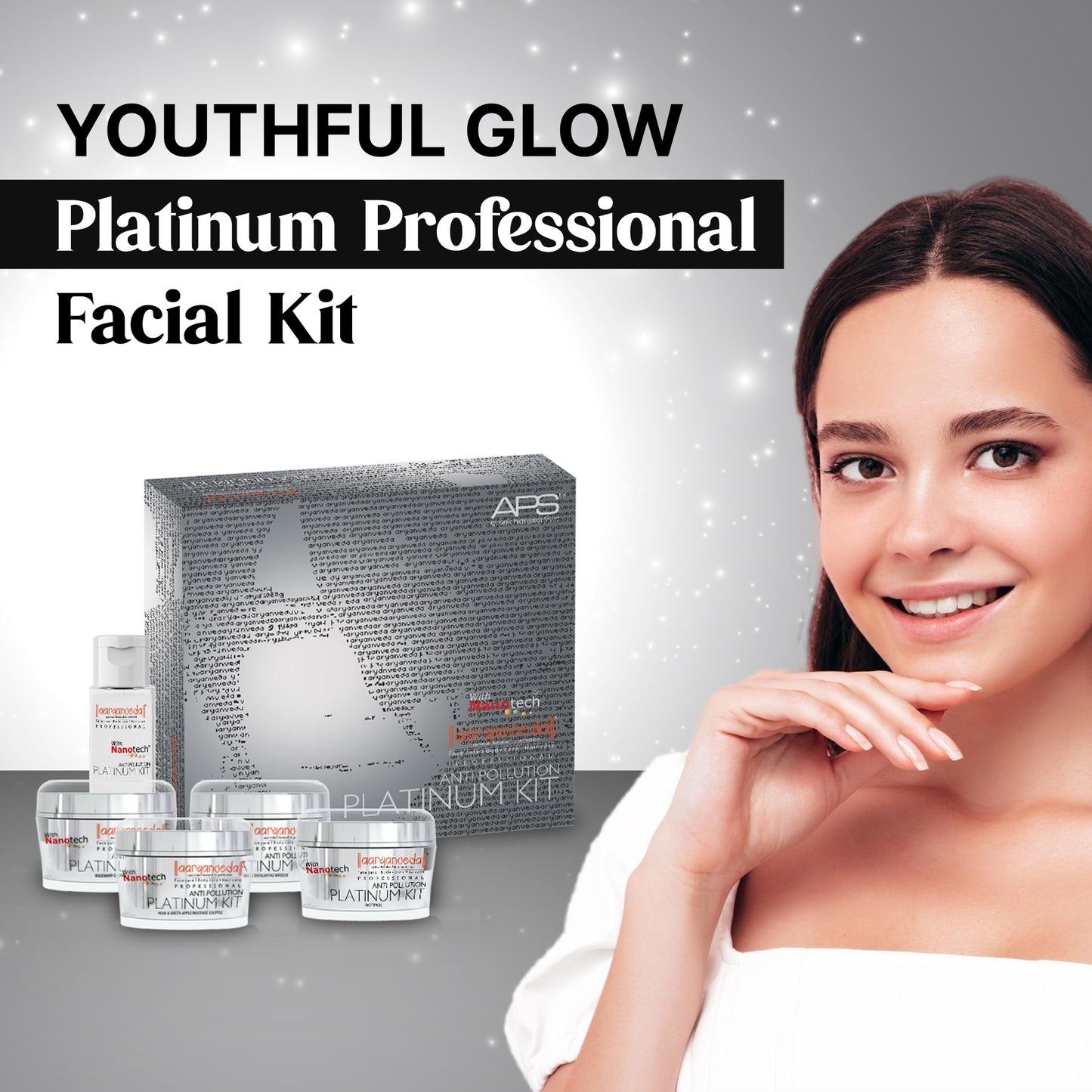 Aaryanveda Professional Anti Pollution Platinum Kit with Nano Tech-210 ml