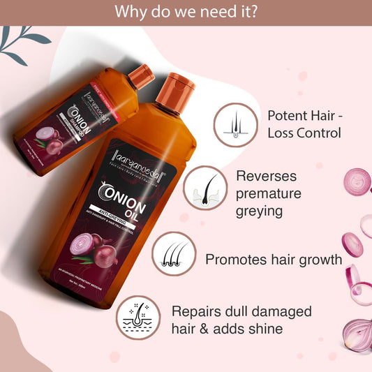 Anti - Greying Hair Protection Kit ( Onion Shampoo 100ml+Onion Oil 100ml+Grey Control hair serum 30ml )