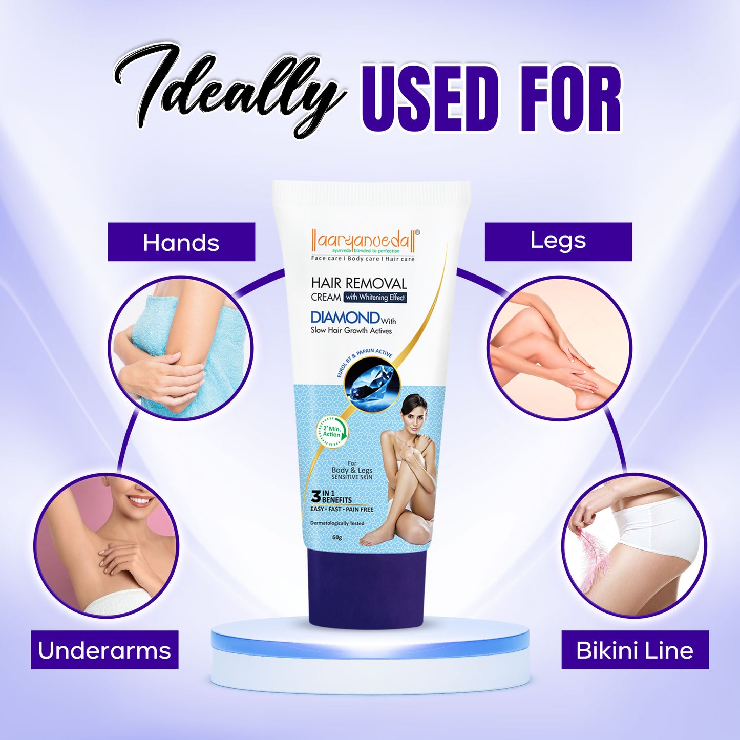 Diamond Hair Removal Cream-60gm each ( Pack of 2 )