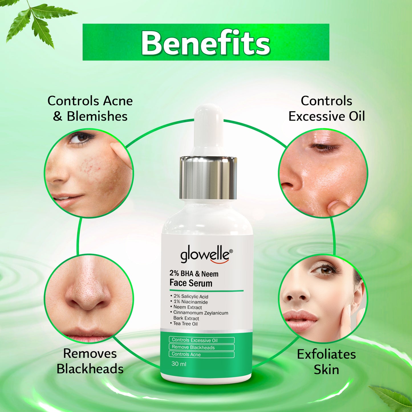 Glowelle 2% BHA & Neem Face Serum-30ml