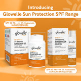 Glowelle 1% Hyaluronic Sunscreen Aqua Gel With SPF 60 PA++++ For Complete UV Protection, Matte Finish, and Skin Nourishment | No White Cast | with Niacinamide for Oily Skin- 50ml