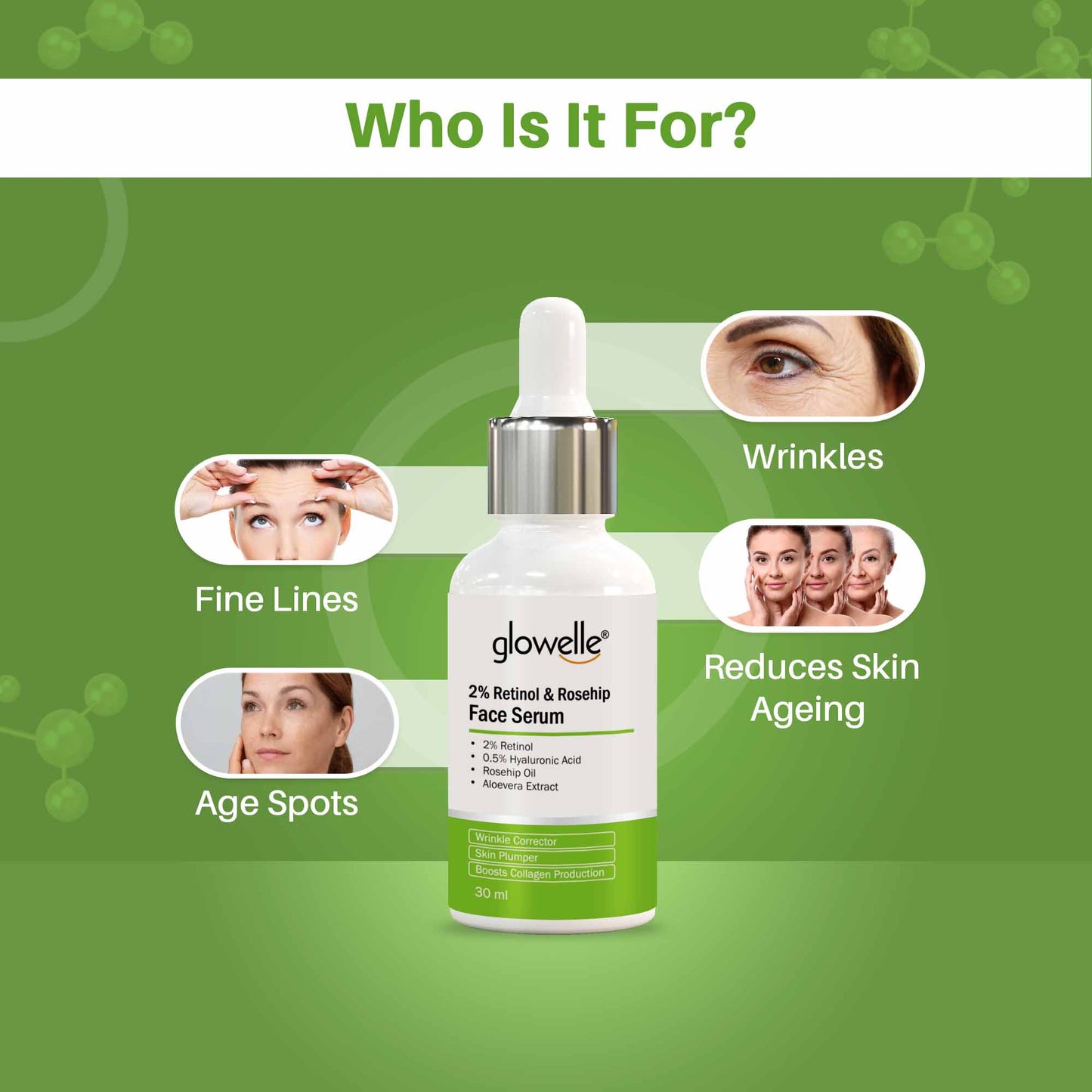 Glowelle 2% Retinol & Rosehip Face Serum-30ml