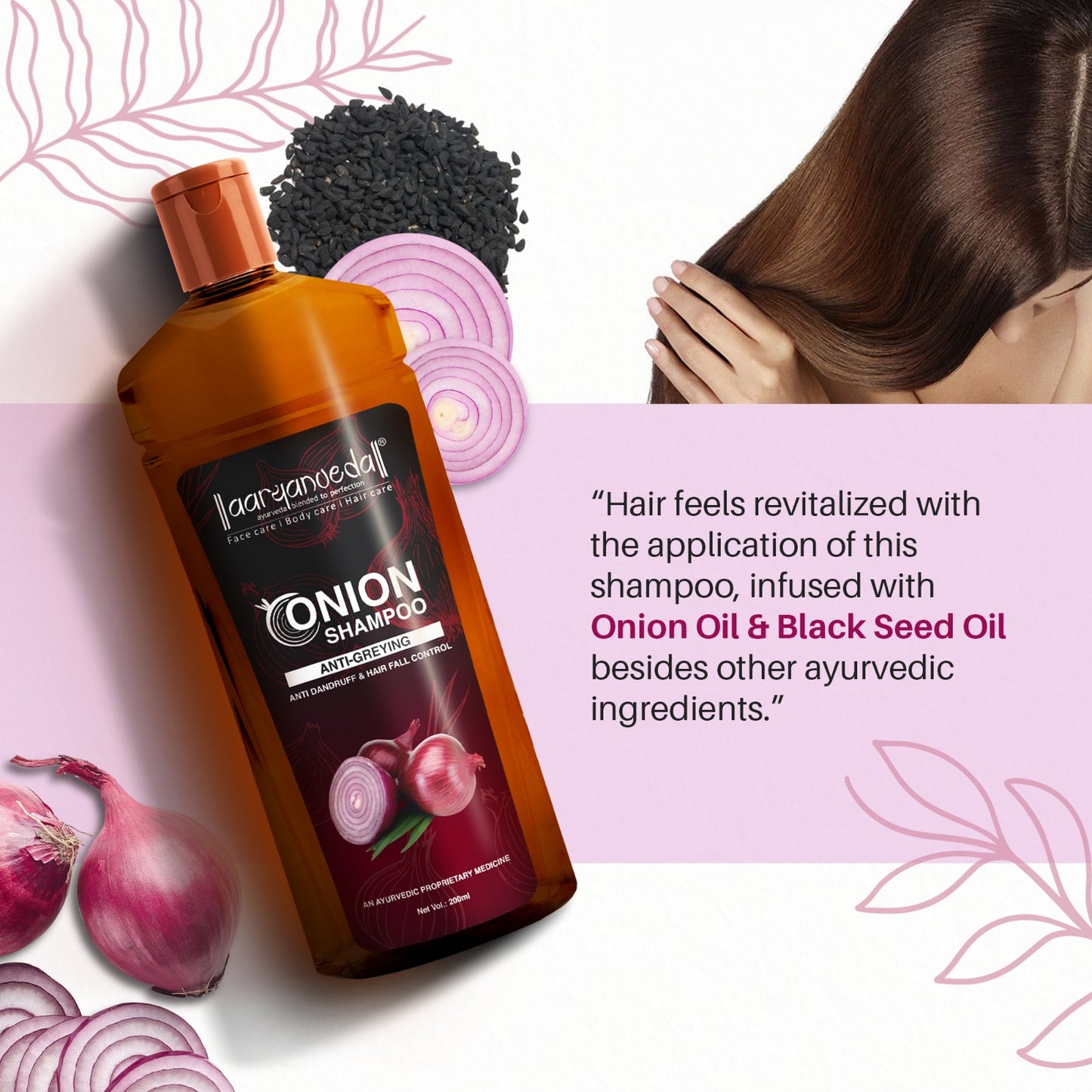 Onion Shampoo For Anti-Greying,Anti-Dandruff & Hair Fall Control