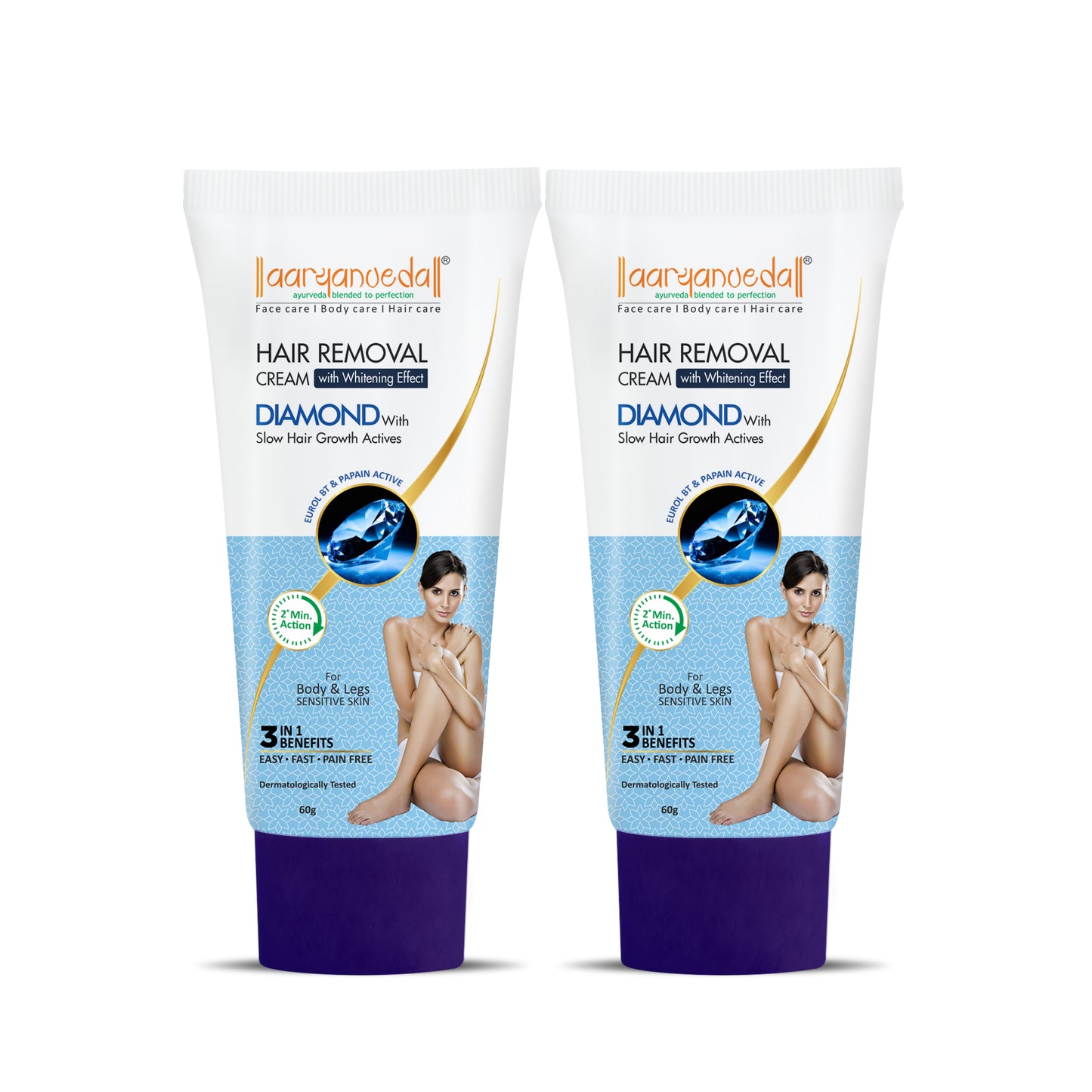 Diamond Hair Removal Cream-60gm each ( Pack of 2 )