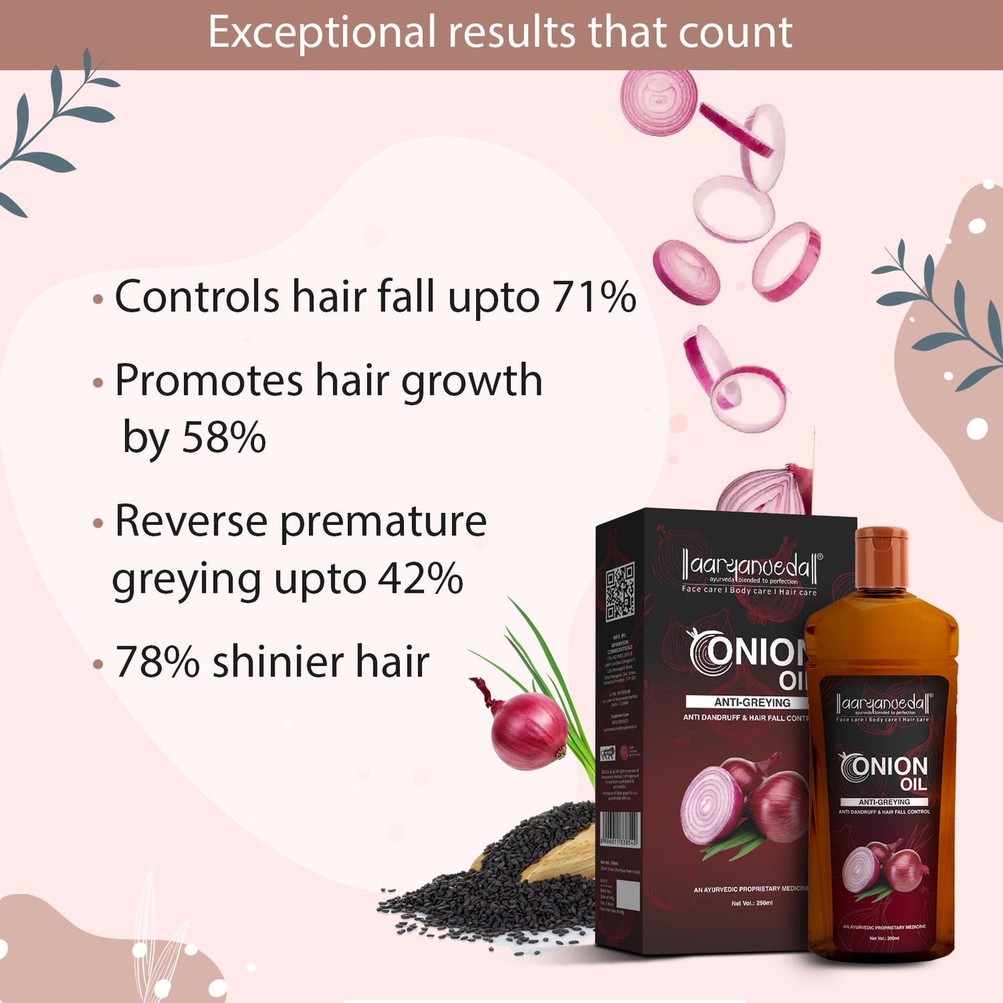 Onion Oil For Anti-Greying, Anti-Dandruff & Hair Fall Control-100ml