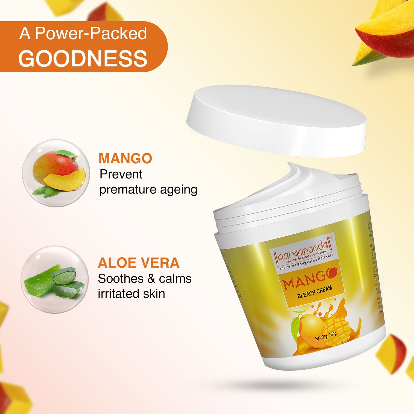 Mango Bleach Cream with Mango And Active Oxygen Formulation-250 gm