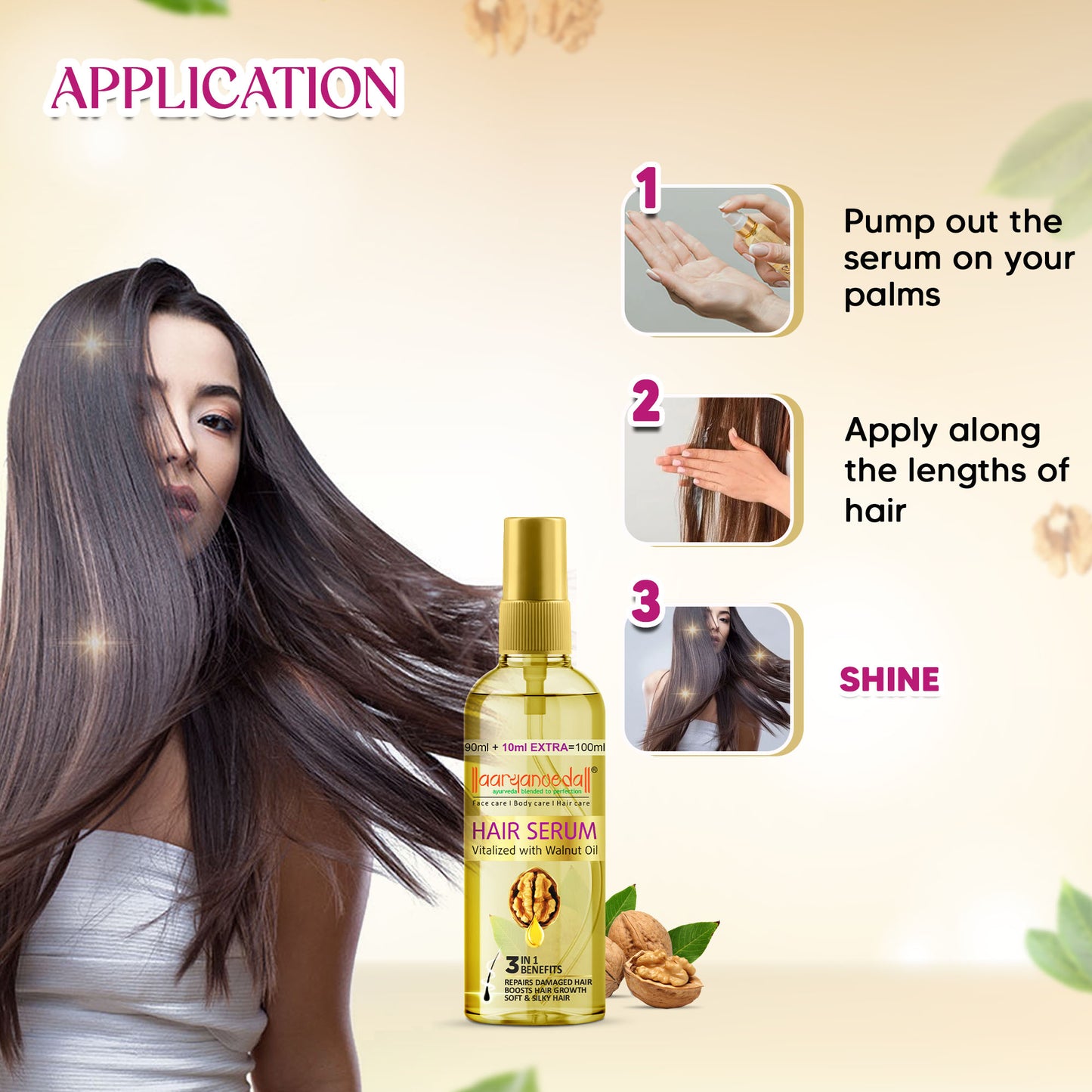 Walnut Hair Serum Vitalized with Walnut Oil-100ml(Pack of 2)