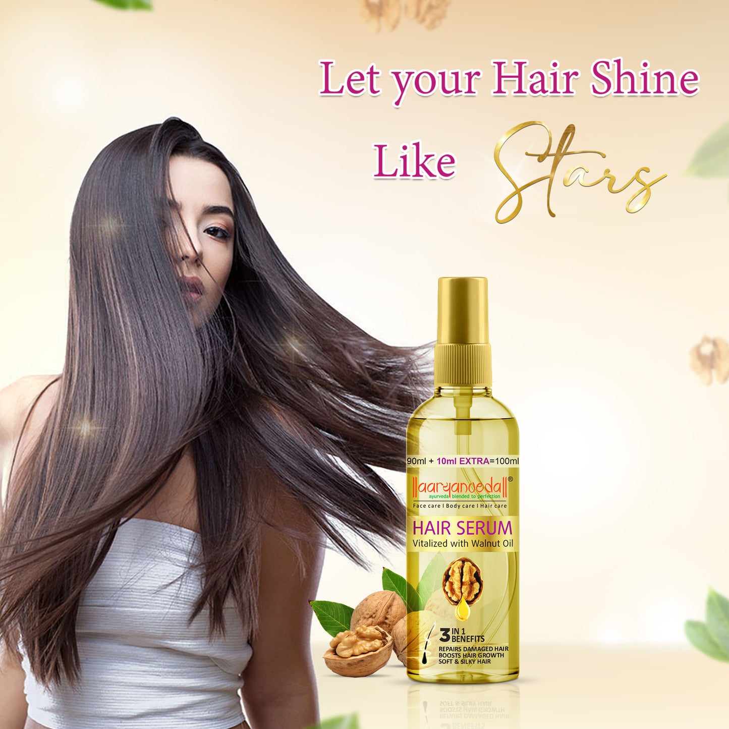 Walnut Hair Serum Vitalized with Walnut Oil-100ml(Pack of 2)