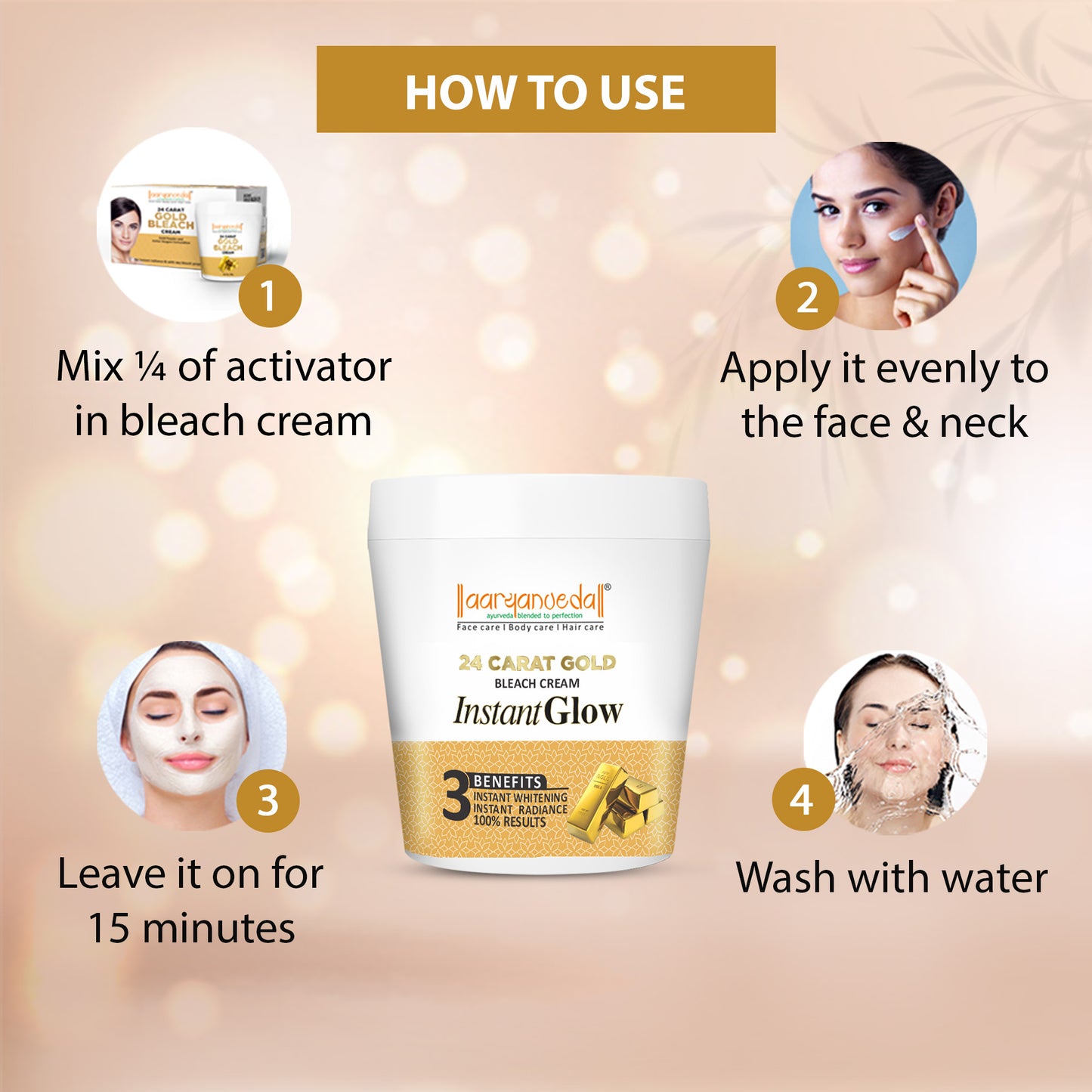 24 Carat Gold Bleach Cream For Instant Glow-250gm