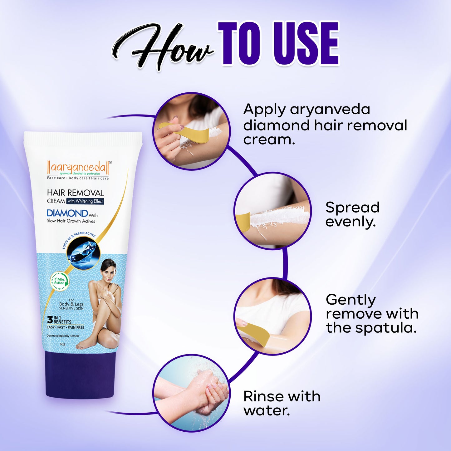 Diamond Hair Removal Cream-60gm each ( Pack of 2 )