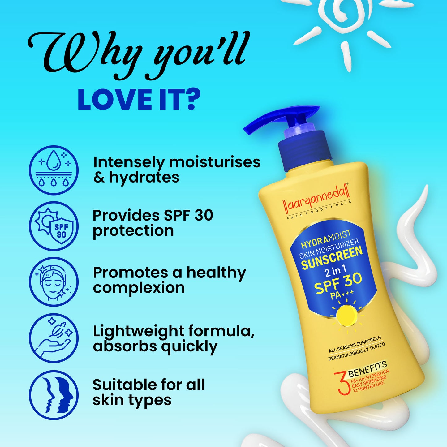 Hydra Moisturiser 2 in 1 Sunscreen All Seasones-200 Ml