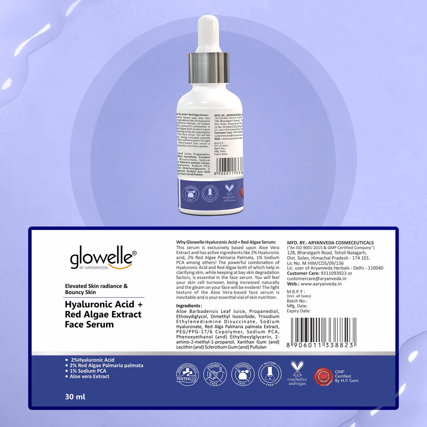 Hyaluronic Acid + Red Algae Extract Face Serum-30ml