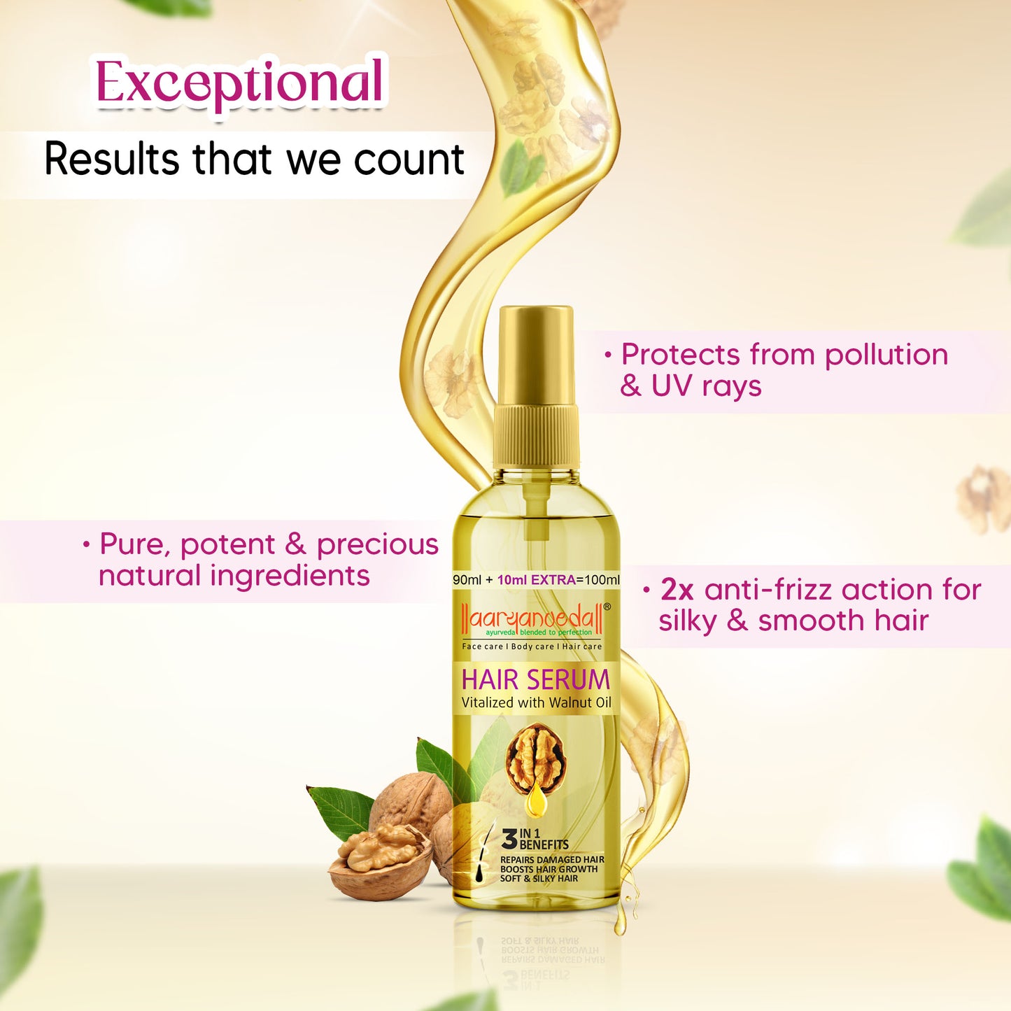 Walnut Hair Serum Vitalized with Walnut Oil-100ml(Pack of 2)