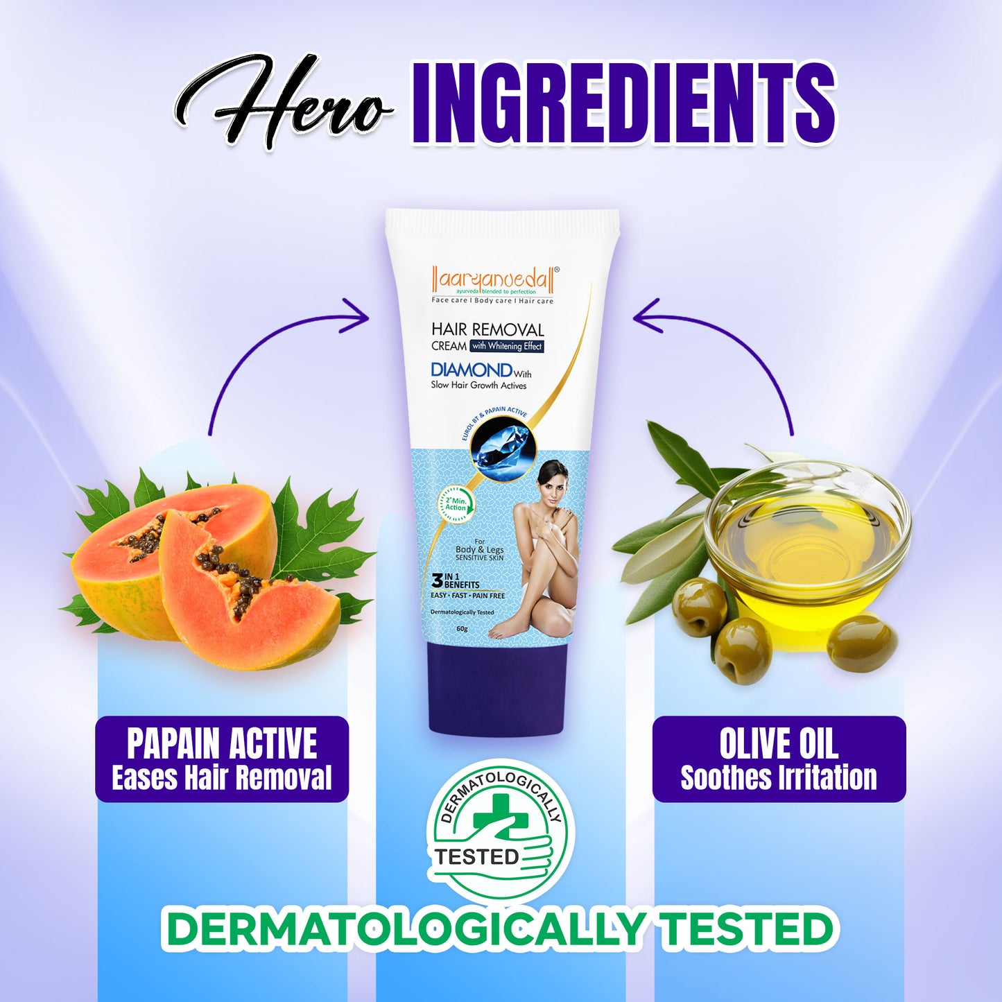 Diamond Hair Removal Cream-60gm each ( Pack of 2 )