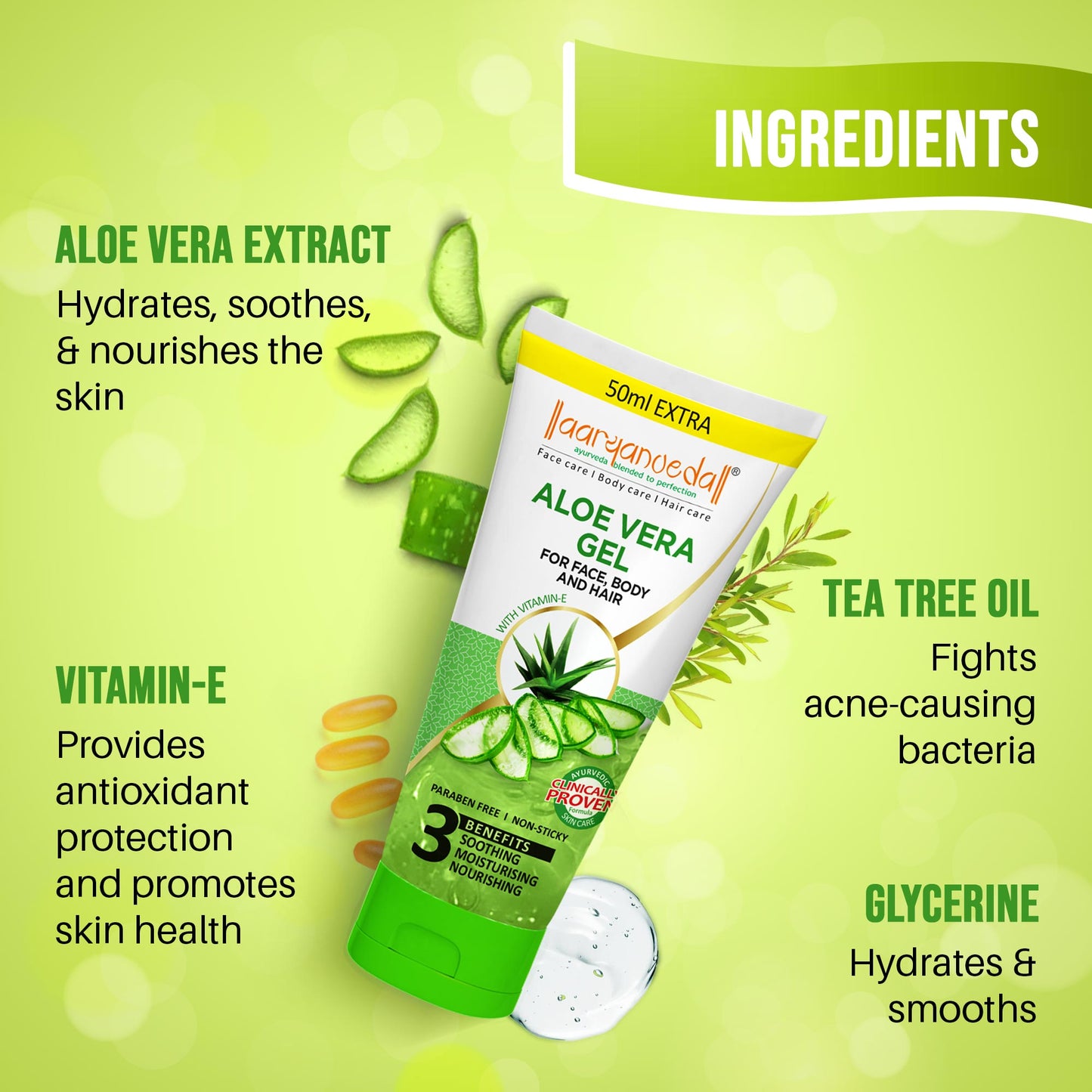 Aloe Vera Gel For Face,Body and Hair-100ml+50ml Extra : 150ml