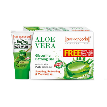 Ayurvedic AloeVera Glycerine Bathing Bar For Soothing & Moisturising-125 gm