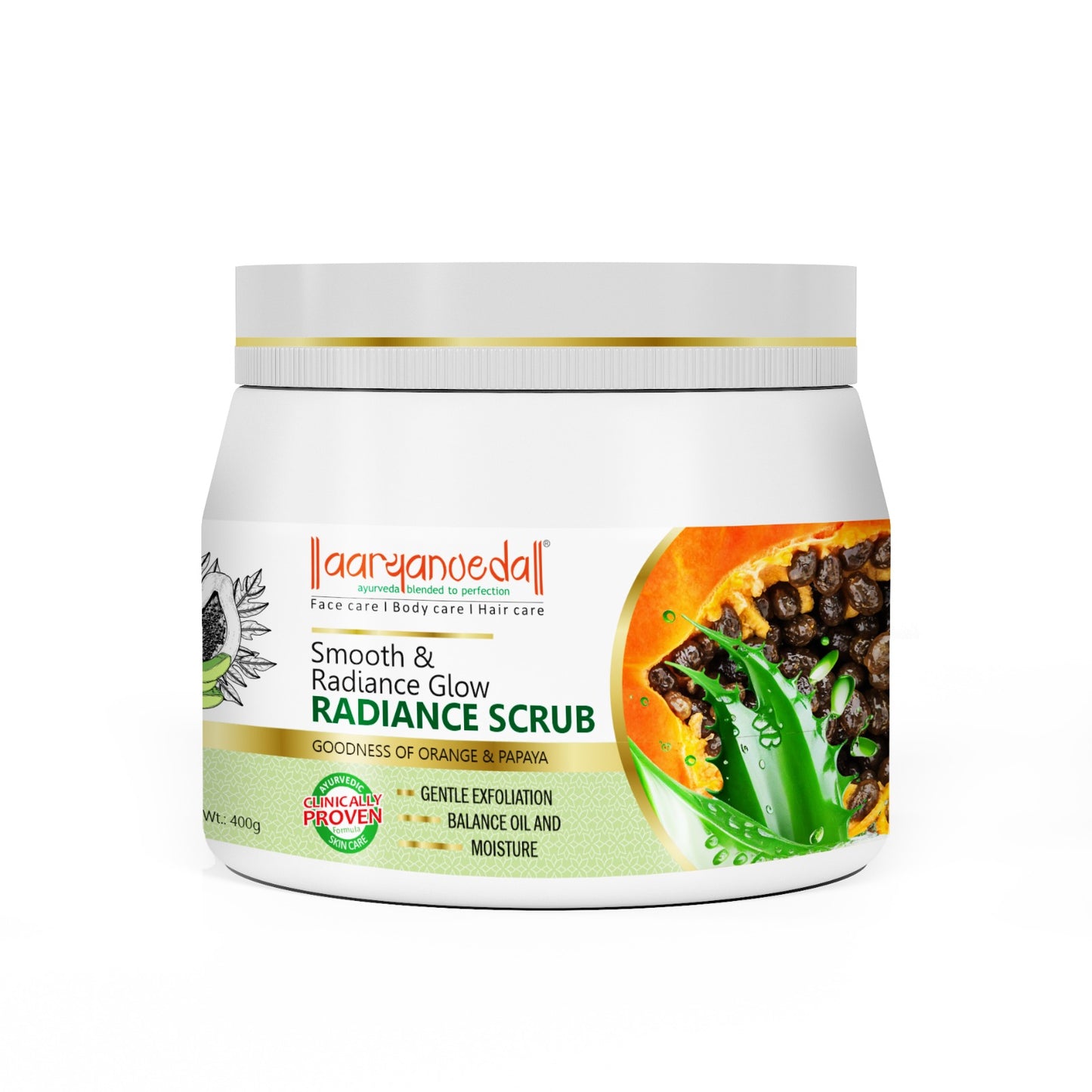 AloeVera & Papaya Radiance Scrub-400g+50g Extra