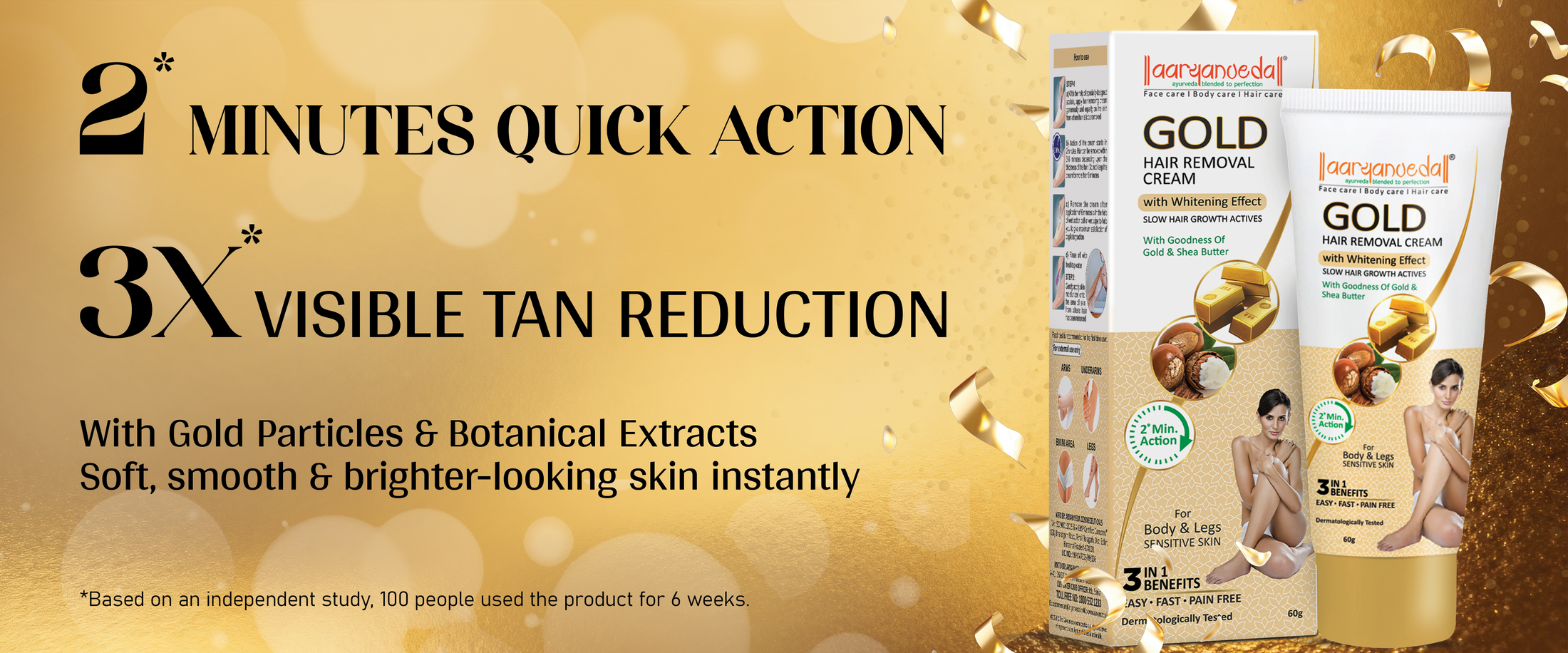 Gold Hair Removal Cream with Goodness Of Gold & Shea Butter - 60 gm each ( Pack Of 5 )