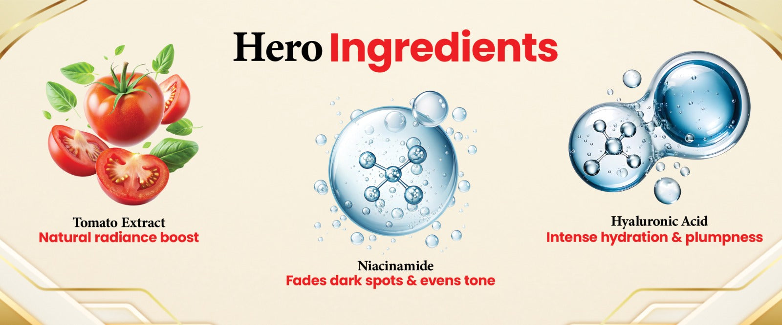 Korean Glass Glow Beauty Tomato Facial Kit With 5% Niacinamide & 0.1% HyaluronicAcid - 65 ml