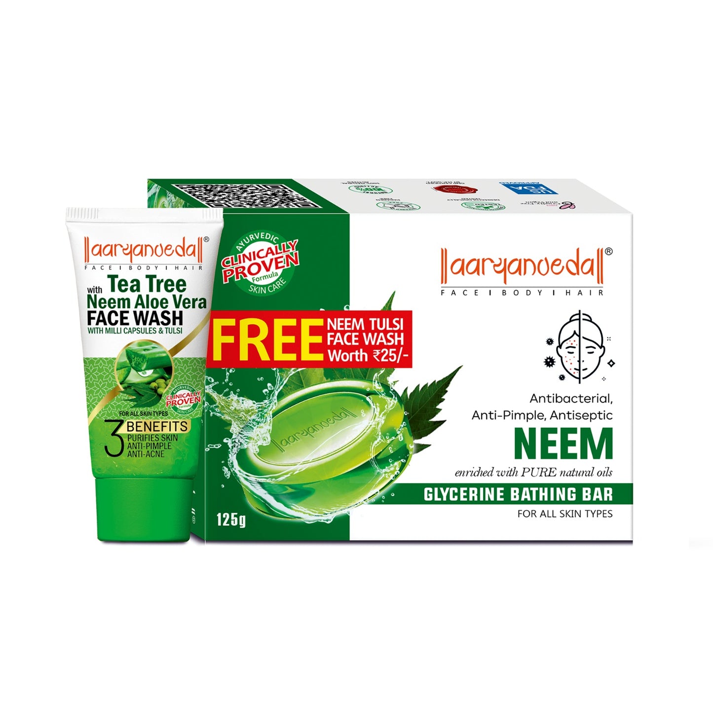 Ayurvedic Neem Glycerine Bathing Bar Anti Pimple-125 gm