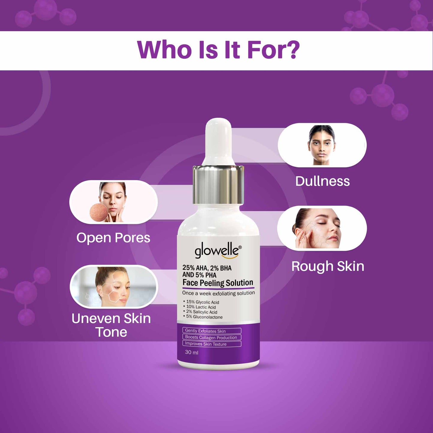 Glowelle 25% AHA,2% BHA And 5% PHA Face Peeling Solution-30ml