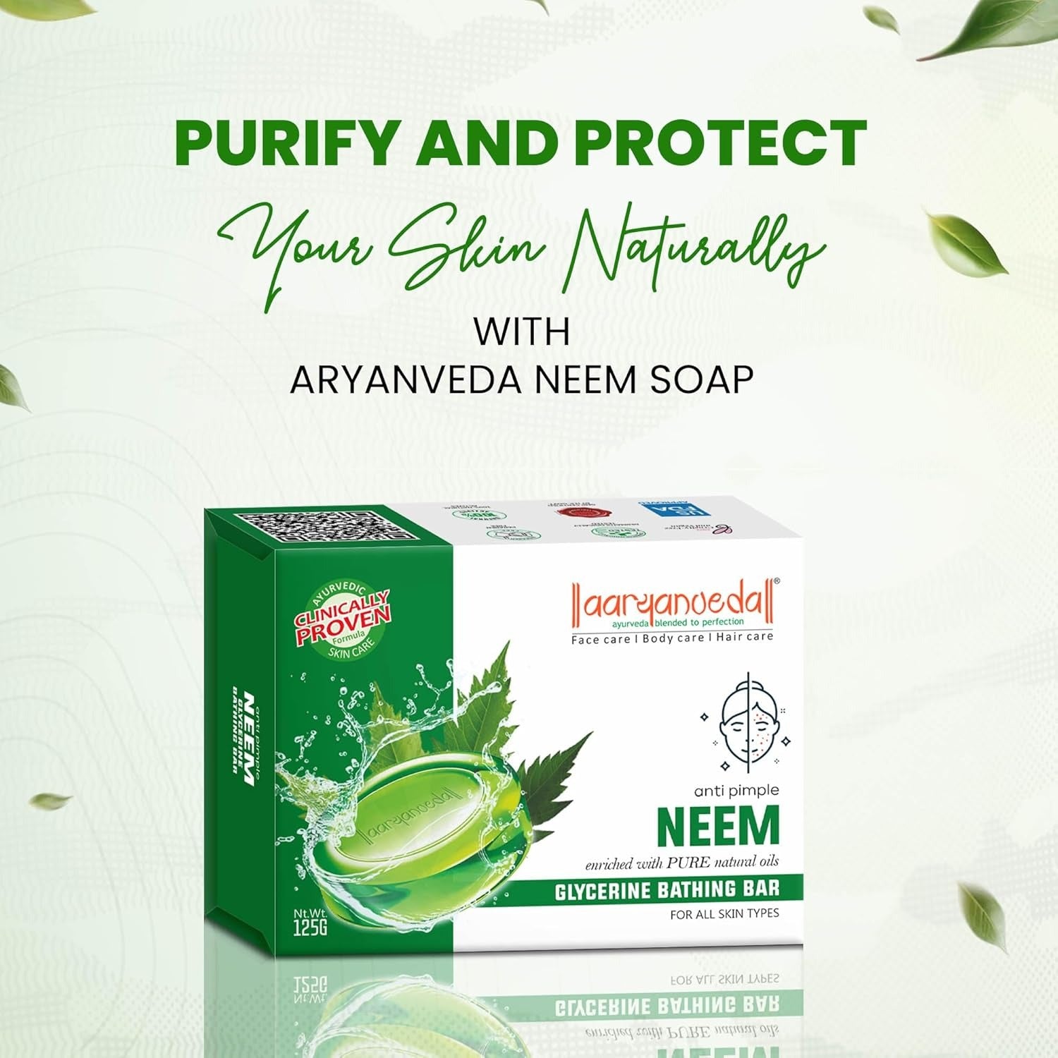 Aaryanveda Anti-Pimple Neem Glycerine Bathing Bar - 125 gm