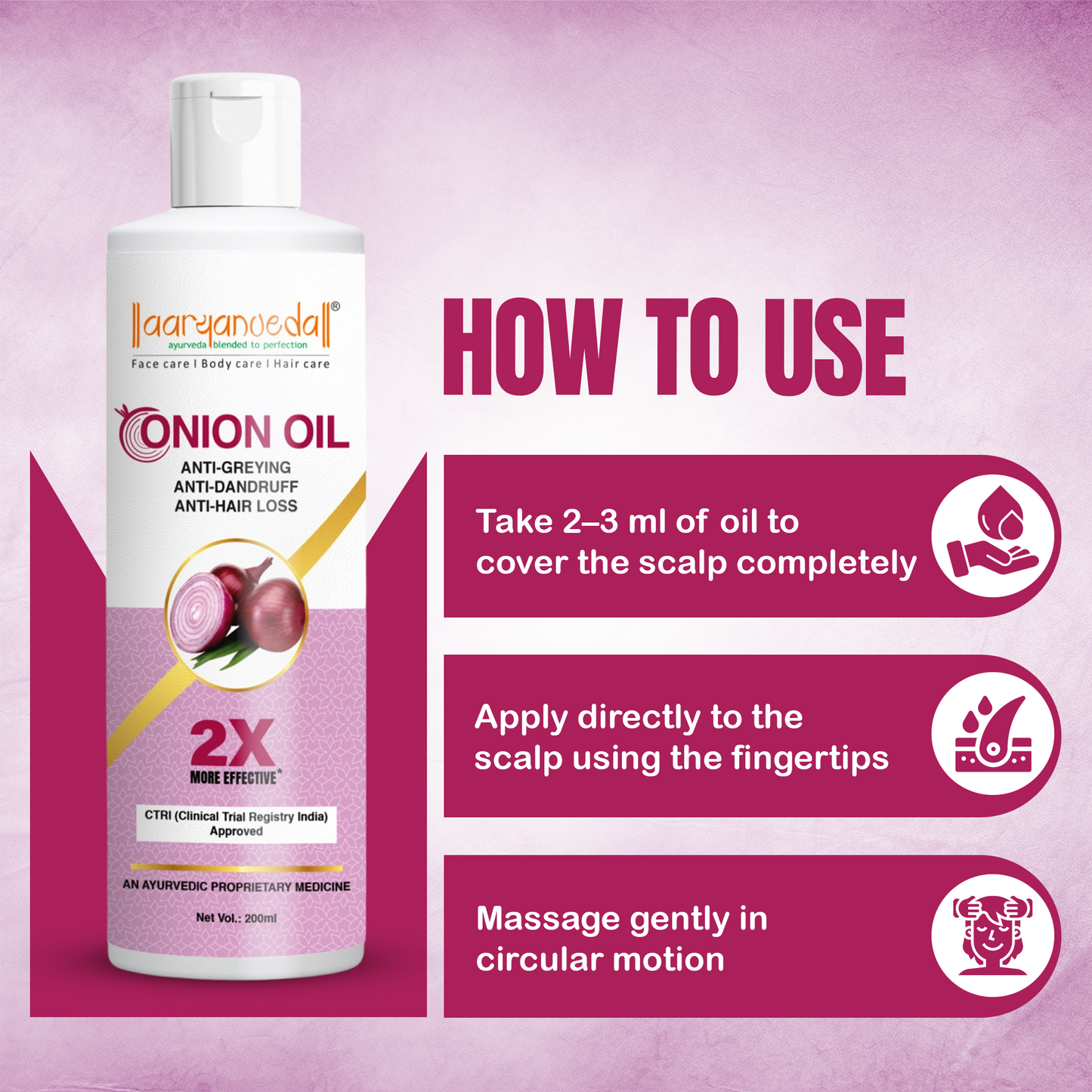 Ayurvedic Red Onion Oil For Anti-Greying & Anti-Dandruff -200 ml