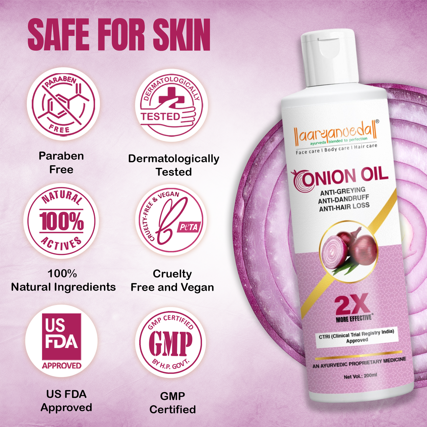 Ayurvedic Red Onion Oil For Anti-Greying & Anti-Dandruff -200 ml