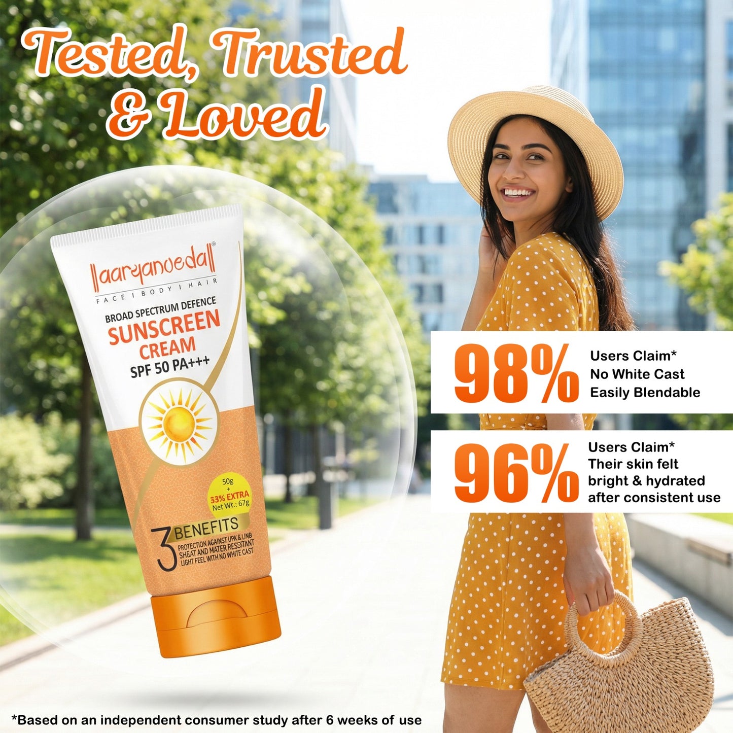 Sunscreen Cream SPF 50 PA+++ - 50 +17gm Extra ; 67gm ( pack of 3 )