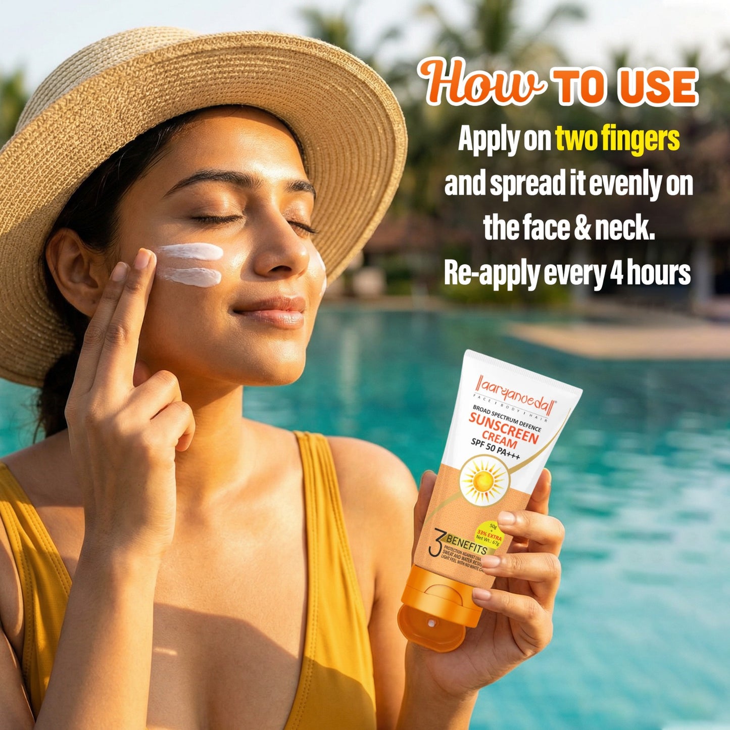 Sunscreen Cream SPF 50 PA+++ - 50 +17gm Extra ; 67gm ( pack of 3 )