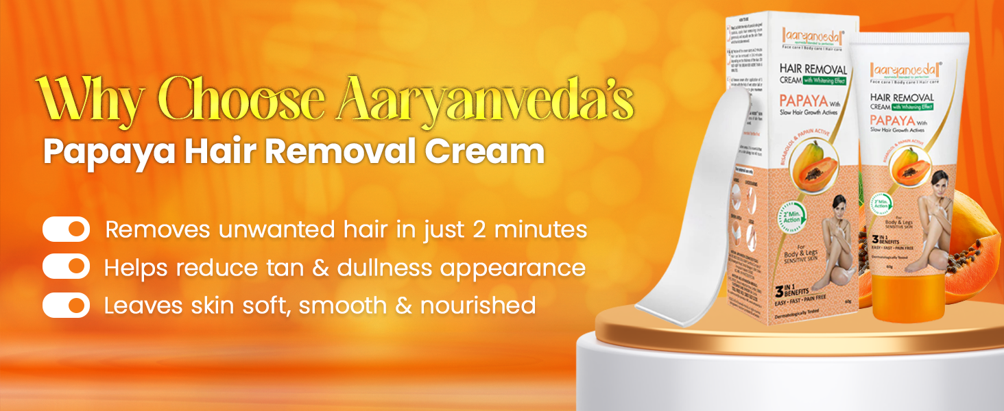 Hair Removal Cream Papaya with Slow Hair Growth Actives -60 gm each  ( Pack Of  5 )