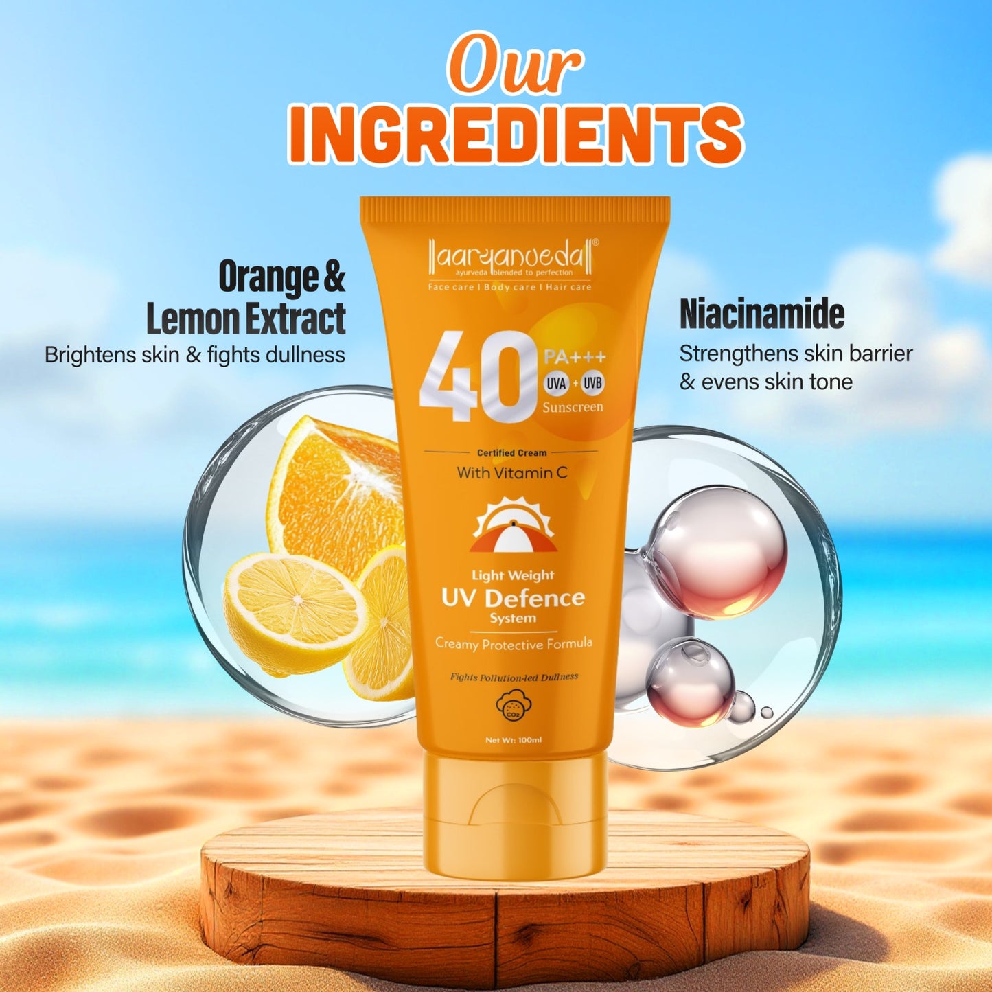 SPF 40 PA+++ Sunscreen With Vitamin C - 100 ml