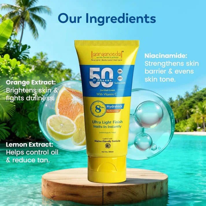 Glow & Protect Combo-( Tanend De-Tan Bleach Cream With Milk & Honey 450GM+ SPF 50 PA++++ Sunscreen With Vitamin C 100ML)