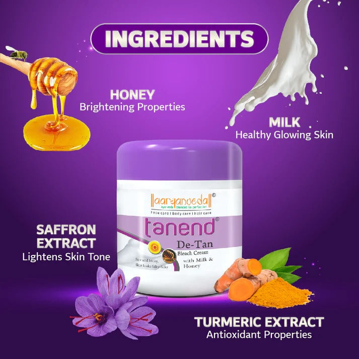 Glow & Protect Combo-( Tanend De-Tan Bleach Cream With Milk & Honey 450GM+ SPF 50 PA++++ Sunscreen With Vitamin C 100ML)