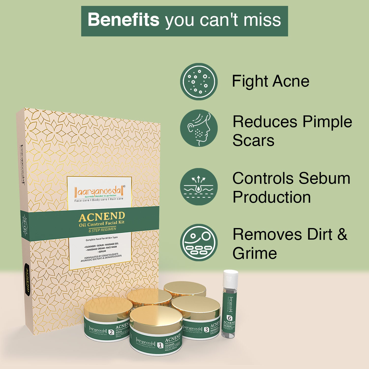 AaryanVeda - Acnend Oil Control Facial Kit - 260gm