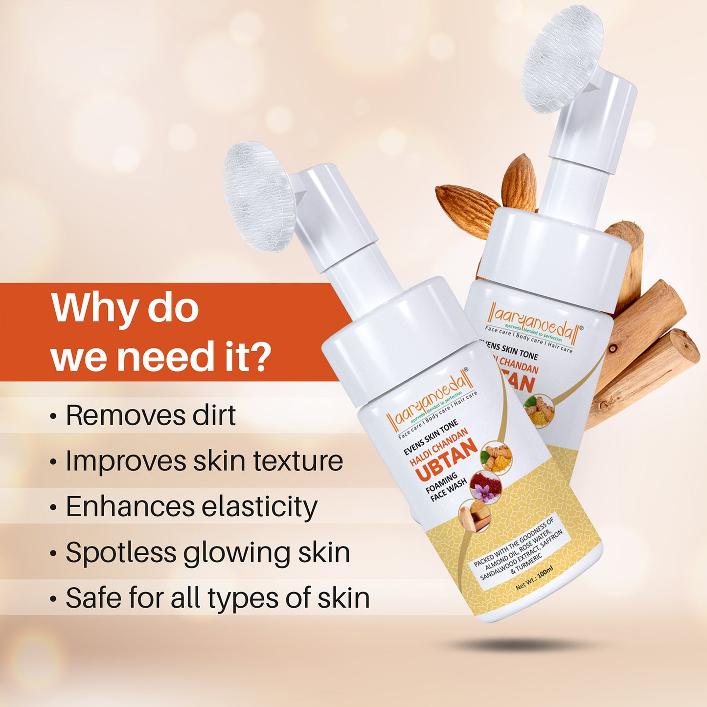 Day to Day Skincare Combo -Haldi Chandan Ubtan Foaming Facewash+Cucumber Toner + Vitamin C 20% Serum 30ml