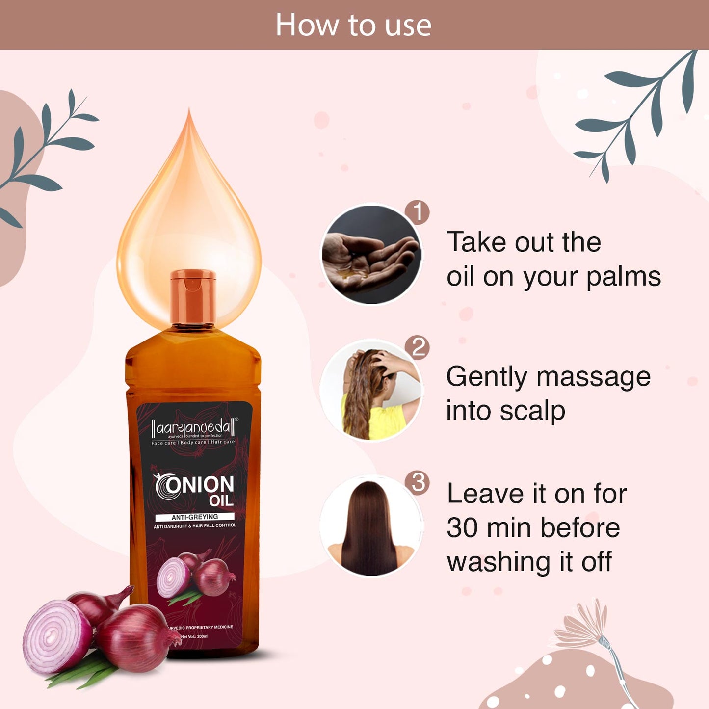 Hair Care kit for Dandruff Control ( Onion Shampoo 100ml+Onion Oil 100ml+Dandruff Control Hair Serum 30ml )